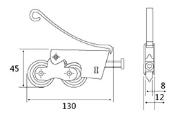 JL-08 608# Bearing Double Wheels Cabinet Roller-size